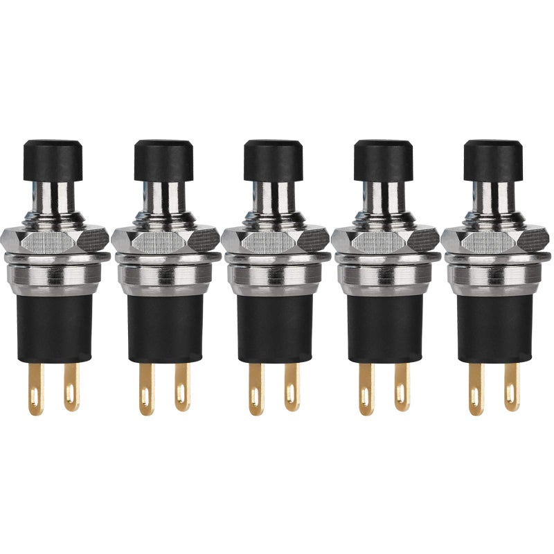 DIYhz 5Pcs Self-Locking SPST Latching Type Dash ON/Off Push Button Switch AC 250V/3A Black - Image 1